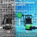 Pompa a Immersione 400W per Acqua Sporca/Pulita 7m Profondità Max 9,000L/h Gestisce Particelle fino a 15mm Interruttore a Galleggiante Verde      