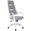 Sedia da Ufficio Presidenziale Ergonomica in Tessuto  Bianco e Grigio
