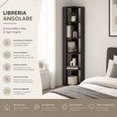 Libreria Angolare 34x34x161 cm Scaffale Salvaspazio 5 Ripiani in Legno Antracite     