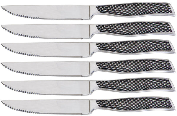 online Set 6 Coltelli da Tavola Lama Seghettata in Acciaio Inox Rambo