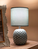 Lampada da Comodino Pontus Turchese Ø14x27 cm in Ceramica e Ferro e Tessuto Azzurro      
