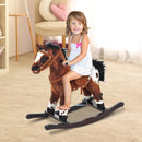 Cavallo a Dondolo con Suoni in Peluche e Legno di Pioppo Marrone Scuro 
