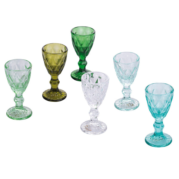 acquista Set 6 Tazzine per Liquori Liquorini Prisma Greenery in Vetro VdE Tivoli 1996 Verde