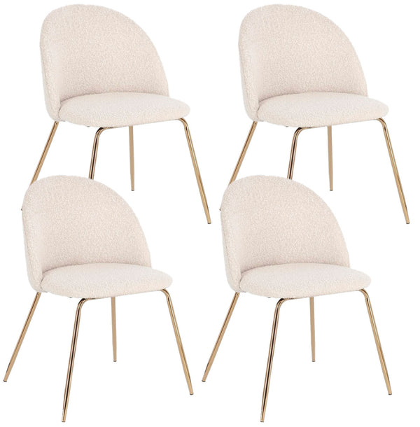 Set 4 Sedie 49x55x77 cm Tanya in Bouclè Oro e Avorio prezzo