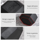 Manubrio Esagonale da 12,5 kg con Impugnatura Zigrinata Antiscivolo Nero   