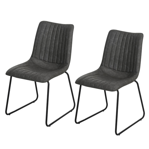 Set 2 Sedie Imbottite in Similpelle Grigie online
