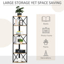 Libreria Angolare 5 Ripiani 39x39x175 cm in Metallo e Truciolare Marrone Rustico