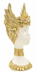 Scultura Athena 17,5x17x38 cm in Resina Bianco e Oro      