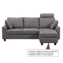Divano 3 Posti con Poggiapiedi e Cuscini in Tessuto di Lino Grigio Scuro 194x80x86 cm 