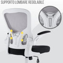 Sedia Operativa da Ufficio 62x63x105 cm Ergonomica con Braccioli Pieghevoli Bianco 
