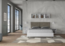 Letto Matrimoniale con Alzata Comoda Struttura Bianco Frassico con Cuscini in Similpelle Appia Cappuccino Varie Misure