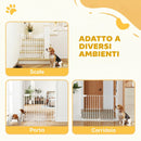 Cancelletto di Sicurezza per Cani 74,5-111,5x74,5 cm Chiusura Automatica e Apertura con Una Mano in Metallo PP e ABS Bianco      
