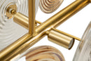 Lampadario Venice 116x27x79 cm in Vetro e Ferro Oro e Naturale e Marrone      