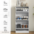 Scarpiera Salvaspazio a 3 Cassetti per 18 Paia di Scarpe 60x23.5x115 cm Ripiani Regolabili in Legno Bianco  