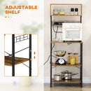 Scaffale Cucina con Multipresa 60x42x153 cm in Legno e Acciaio Marrone Rustico
