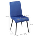 Set 2 Sedie Imbottite 43x58x90 cm in Tessuto Blu
