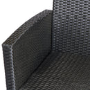 Set Salotto da Giardino Divano 2 Poltrone e Tavolino in Rattan Nero e Crema