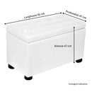 Baule Cassapanca Pouf Contenitore in Similpelle e Cristalli Renier Bianca