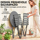 Set Bistrò da Esterno con Tavolo e 2 Sedie Pieghevoli in Metallo e Plastica Nero      