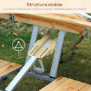 Tavolino da Campeggio Picnic Pieghevole in legno con 4 sedie 