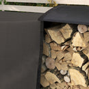 Portalegna per Camino da Interno ed Esterno con Telo Porta Legna e Copertura 240x36x99 cm in Metallo Nero