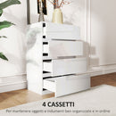 Cassettiera 4 Cassetti 55x33x80 cm Design Moderno Antiribaltamento Bianco Lucido  