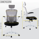 Sedia Direzionale da Ufficio 62x63x119/129 cm Ergonomica con Braccioli Pieghevoli Certificata EN1335 Bianca e Nera