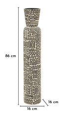 Vaso Resina Nairobi Ø16x86 cm in Resina Bianco e Nero      