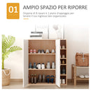 Credenza con 2 Ante e 5 Ripiani in Legno e Bianco 80x32x90.5 cm