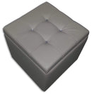 Cubo Pouf Contenitore in Similpelle e Cristalli Renier Tortora