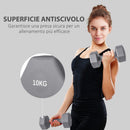 Set 2 Manubri Palestra 10 kg Pesi esagonali per Allenamento Grigio
