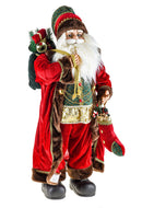 Pupazzo Babbo Natale con Gilet Verde 80 cm in Tessuto e Resina