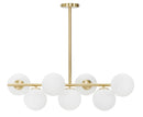 Lampadario Glamy 7 Luci 81x30x74 cm in Ferro e Vetro Oro e Bianco