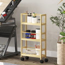 Scaffale Bagno a 3 Livelli 36x15x73 cm con Ruote in Legno di Bambù   