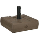 Base per Ombrellone 49x49x36,5 cm Riempibile con Maniglia in HDPE e Acciaio Marrone   