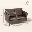 Divano 2 Posti Design Minimal 137x72x88 cm con Imbottitura Spessa in Poliestere Effetto Pelle Marrone Scuro  
