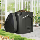 Compostiera da Giardino 78x75x78 cm Triangolare Girevole con 3 Porte in PP Nero      