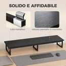Supporto Monitor da Scrivania 114x30x16,5 cm Rialzo in Legno e Metallo Nero      