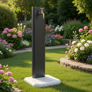 Fontana da Giardino Design a Colonna Ovale Rubinetto in Ottone con Base in Cemento Antracite