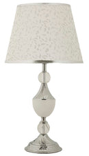 Lampada da Tavolo Kody Ø30x54 cm in Ferro e Tessuto Argento e Bianco      