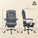 Poltrona da Ufficio 67x79x111-121 cm con Telecomando e 6 Punti di Massaggio in Tessuto Misto Velluto e Lino Grigio      