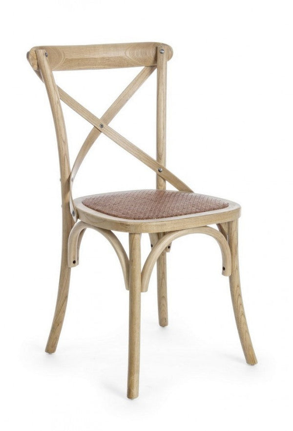 acquista Sedia Cross Marrone Naturale in Legno
