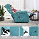 Poltrona Alzapersona Reclinabile 135° con Poggiapiedi e Telecomando 74x94x111 cm Blu  