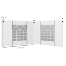 Set 2 Pareti 295x195 cm con Finestre e Tende Avvolgibili per Gazebo 3x3m e 3x6m Bianco