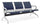 Panca per Sala Attesa 3 Posti da Ufficio con Cuscino in Acciaio e Similpelle Argento/Blu Navy