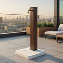 Fontana Decorativa da Esterno con Base in Cemento e Rubinetto in Ottone45x45x97 cm Effetto Corten
