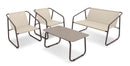 Set Salotto da Giardino Tavolo 2 Poltrone e Divano in Acciaio e Textilene Nizza Marrone e Beige