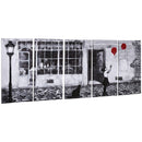 Stampa su Tela con Bambina 80x40 cm 5 Pezzi in Legno di Pino