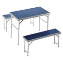 Set Birreria da Giardino Pieghevole Tavolo 90x50x70 cm 2 Panche in Alluminio Blu