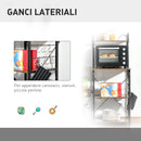 Mobile Cucina 4 Ripiani 90x40x132 cm in Metallo e Legno Marrone Rustico